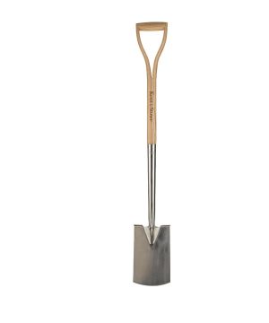 Kent & Stowe Stainless Steel Border Spade 1040mm length with ash wood YD handle and rust-resistant steel head