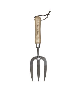 Kent & Stowe Stainless Steel Hand Fork 315mm with ash wood handle