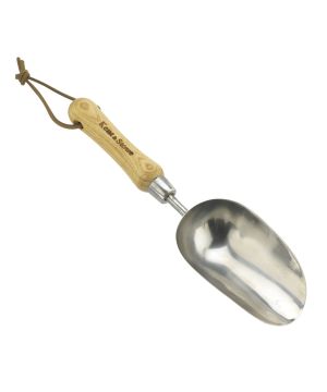 Kent & Stowe 70100097 Stainless Steel Hand Potting Scoop with ash wood handle and 330mm length