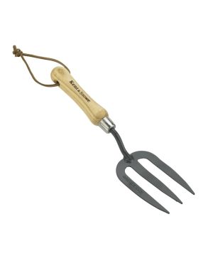 Kent & Stowe Carbon Steel Hand Fork SKU 70100272 with ash wood handle and 315mm length