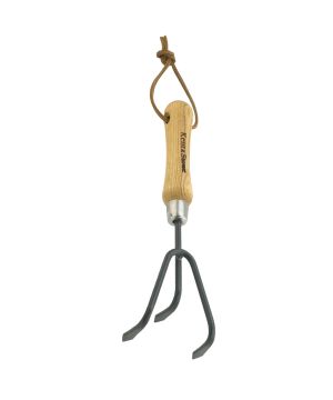 Kent & Stowe Carbon Steel Hand 3 Prong Cultivator with ash wood handle and 28cm length