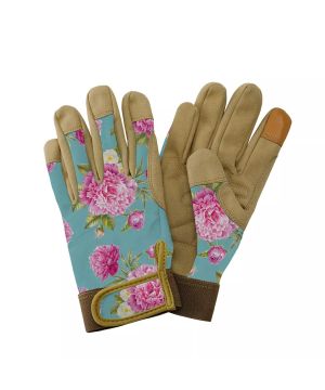 Kent & Stowe Aqua Peony Comfort Gloves - M in aqua and peony