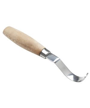 Beber BEBDEHK2 shallow profile double edged hook knife with beech handle and high carbon steel blade