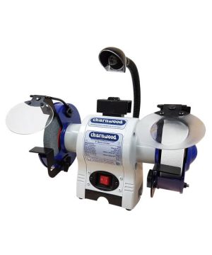 Charnwood BG6 6 bench grinder with 20mm grey stone and 40mm white stone
