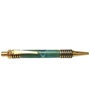 Charnwood Warrior Click Pen in gold with turquoise, white and black swirl acrylic blank
