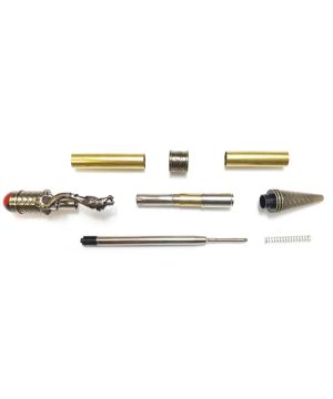 Charnwood Loong Dragon Twist Ballpoint Pen in Antique Bronze with crouching Chinese dragon clip