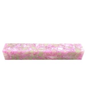 Charnwood Crush Acrylic Pen Blank AB05 in pink and green, 20mm x 20mm x 130mm