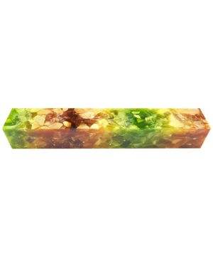Charnwood AB07 Crush Acrylic Pen Blank in Green and Orange, measuring 20mm x 20mm x 130mm