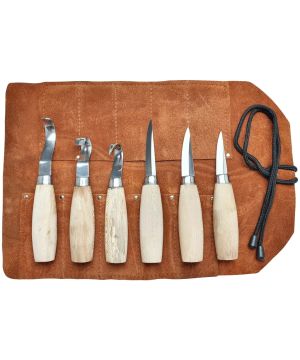 Beber BEBKIT1 Whittling 6 Piece Set in a Leather Tool Roll