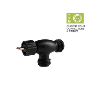 Ellumiere 02EC003 T-Piece Connector for 12V outdoor lighting with 1 male and 2 female plastic connections