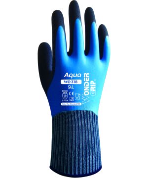 Wonder Grip WG-318 Aqua Gloves - XL waterproof double latex coated work gloves