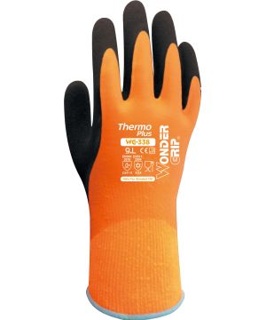 Wonder Grip WG-338 Thermo Plus Gloves - M, fully double latex coated, high-visibility orange