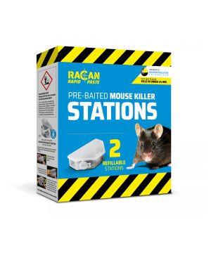 Racan R8902 Rapid Prebaited Reusable Mouse Stations Pack of 2 with transparent housing and key