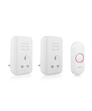 Byron DBY-22317UK Wireless Plug Through Doorbell Twin Set with 150m range and 16 melodies in white