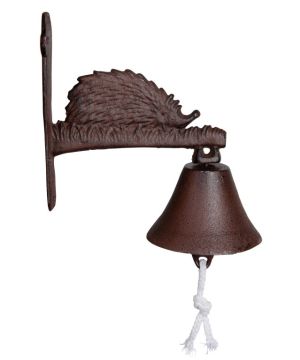 Fallen Fruits DB23 cast iron hedgehog doorbell, measuring 20.6 x 10.7 x 20.7cm