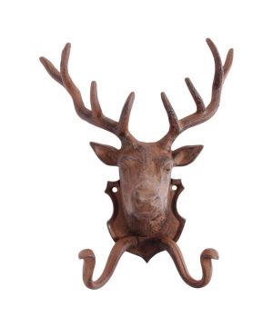 Fallen Fruits DB42 Cast Iron Deer Coat Hook, 22cm wide, 9.9cm deep, 27.6cm high