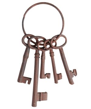 Fallen Fruits DB53 cast iron keys, small decorative keyring measuring 8.9 x 4.3 x 22.5 cm