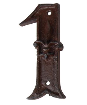 Fallen Fruits DB62-1 Cast Iron House Number 1 with a flure-de-lis motif