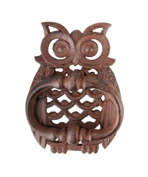 Fallen Fruits TT183 Cast Iron Owl Doorknocker measuring 13 by 3.9 by 18 cm