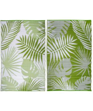 Fallen Fruits OC22 Tropical Leaf Garden Carpet measuring 151.5x241.0x0.9 cm with a tropical leaf pattern