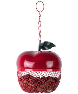 Fallen Fruits FB425 Apple Shape Nut Feeder, 12.5x12.5x14.5 cm, shiny red