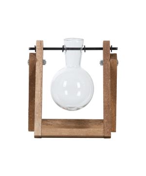 Fallen Fruits AGG98 cutting vase with wooden stand and glass vase, 13.1x6.4x14.5 cm