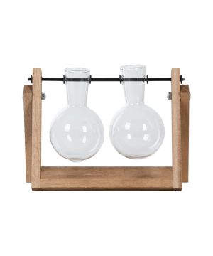 Fallen Fruits AGG99 Cutting Vase Set of 2 with wooden stand and two clear glass vessels