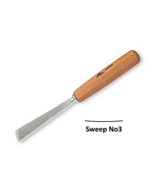 Stubai Straight Flat Carving Gouge No3 Sweep 20mm with polished steel blade and octagonal beechwood handle