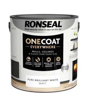 Ronseal One Coat Everywhere Matt Paint - Pure Brilliant White - 2.5L