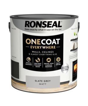 Ronseal One Coat Everywhere Matt Paint in Slate Grey, 2.5L