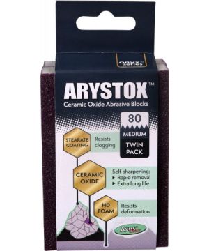 Axus Decor Arystox Ceramic Oxide Abrasive Blocks 80 Grit, twin pack