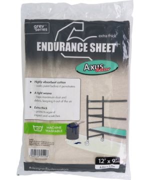 Axus Decor Endurance Sheet Grey Series 12' x 9' heavy duty cotton canvas dust sheet in grey