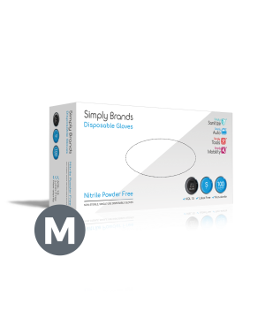 Simply BNG006 Sanitize Black Nitrile Disposable Gloves Medium 100Pk