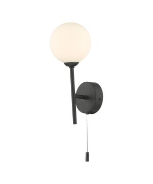 DAR Lighting Cohen Wall Light Matt Black With Opal Glass