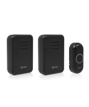 Byron DBY-22354BS Wireless Plug-In Portable Doorbell Set in Black