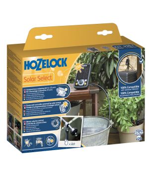 Hozelock 100-101-033 Solar Select Irrigation Kit with solar-powered timer and 20 drippers