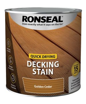 Ronseal Quick Drying Decking Stain in Golden Cedar, 2.5L matt finish