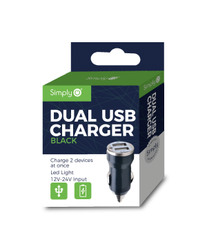 Simply ICDC01 Dual USB Car Charger in black