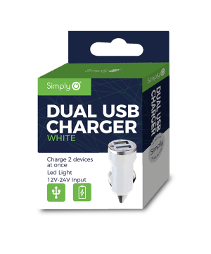 Simply ICDC02 Dual USB Car Charger in White