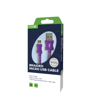 Simply ICMC07 Braided USB to Micro USB 1.5m Cable in Purple