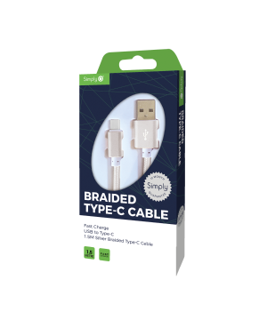 Simply ICTC05 Braided Type-C to USB 1.5M Cable in Silver