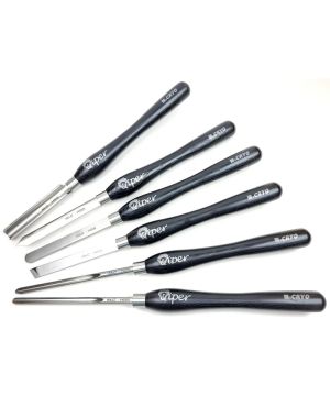 Charnwood M2CSET6 6 Piece Cryo Hardened M2 HSS Woodturning Chisel Set with European Black Ash handles