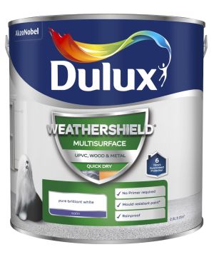 Dulux Weathershield Multisurface Satin Paint Pure Brilliant White 2.5L