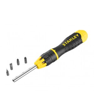 Stanley 0-68-010 multibit ratchet screwdriver with 10 bits and tri-lobular bi-material handle