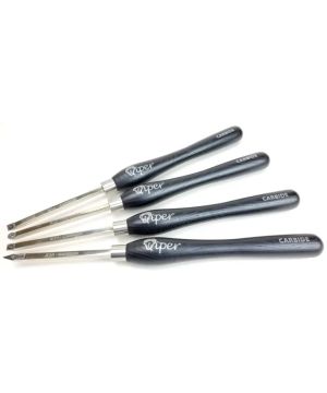 Charnwood TCSET4S 4 Piece Carbide Tipped Wood Turning Tool Set with 470mm overall length and Ash handles