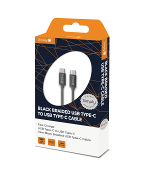Simply TCTC01 Braided Type-C to Type-C Cable 1.5M in Black